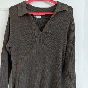 Mid Length Sweater Dress in Mustang Brown
